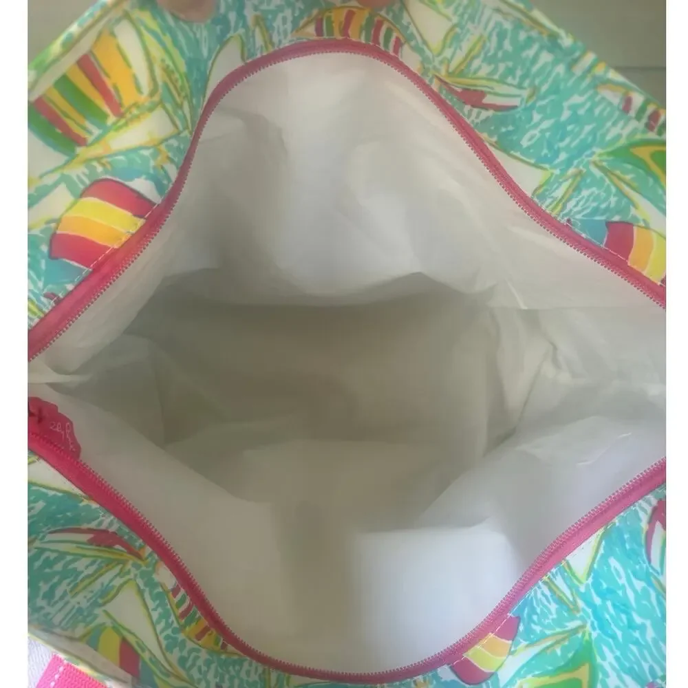 Lilly Pulitzer Insulated Tote Bag Sailboat Print Beach Cooler Bag + Corkscrew